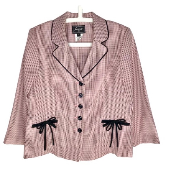 Jackets & Blazers - Blazer retro flair pink and black 3/4 sleeve